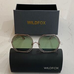 Wildfox Sunglasses with Green Lenses and Gold Frame
